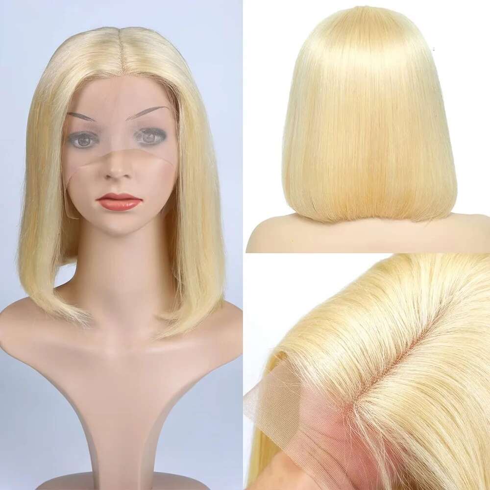 613 Blonde Bob 13x4 13x6 Front Wigs Human Hair Pre Plucked Transparent 200% Density Lace Frontal Wig Bo