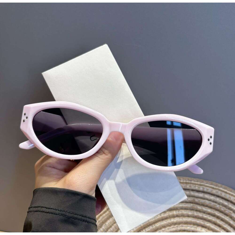 Internet famous cat's eye women high end sun shading UV protection sunglasses for men trendy and versatile plain glasses