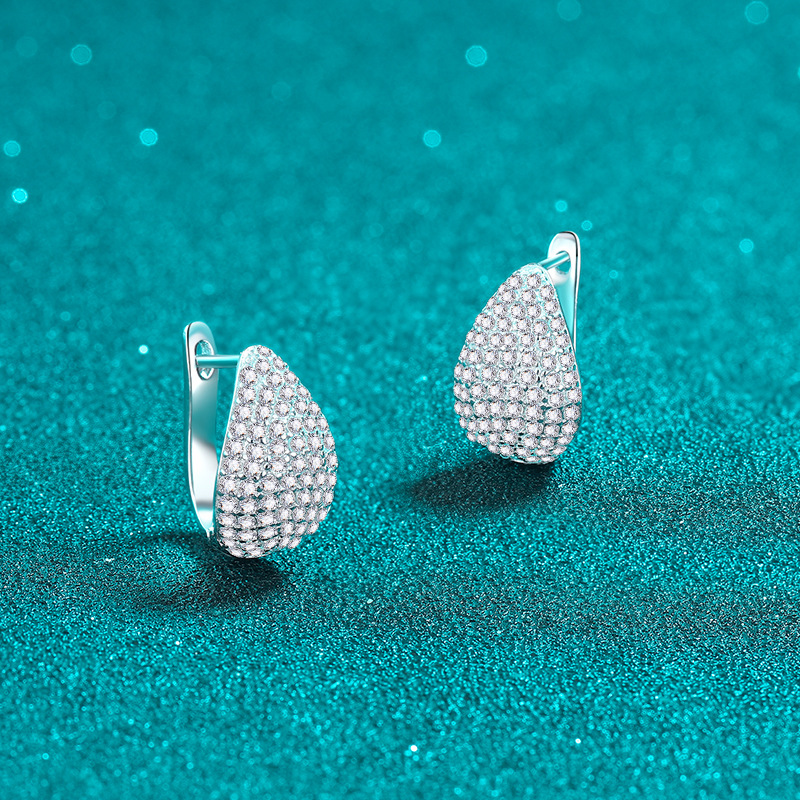S925 Sterling Silver Moissanite Pear-Shaped Earrings, Simple & Elegant, Perfect for Fashion and Special Occasions