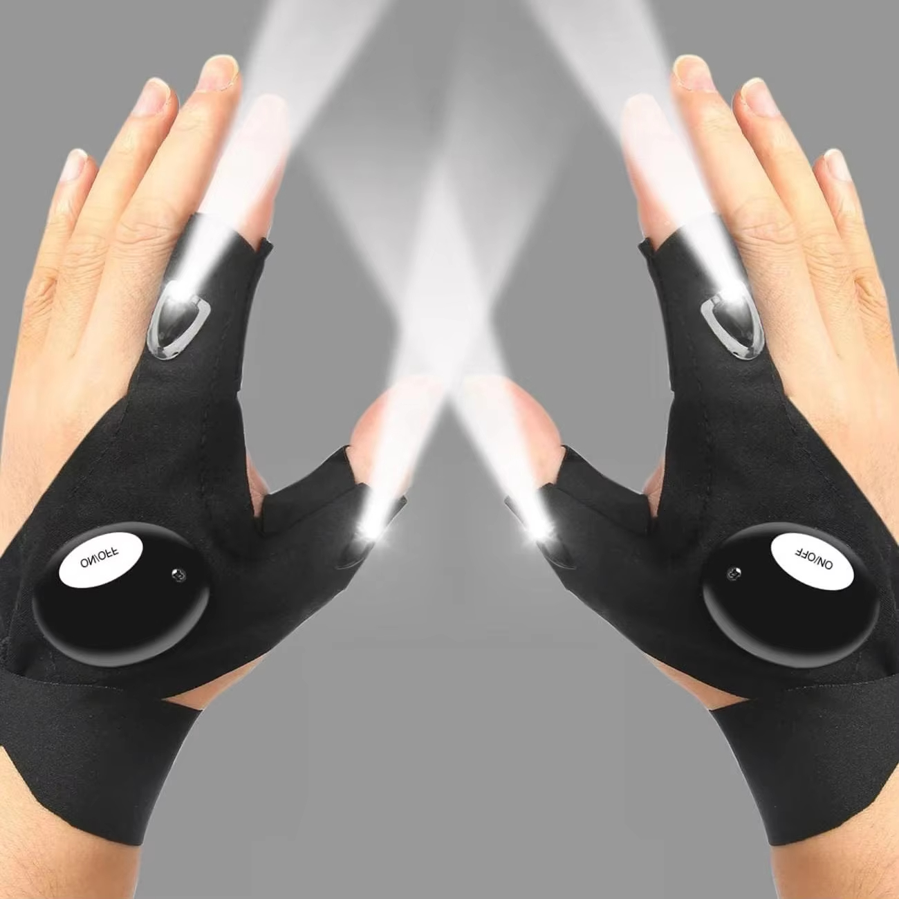 LED Flashlight Gloves Hands Free Half Finger Lighted Gloves for Running Camping Hiking Repairing Half-Finger Gloves with LED Light Glow Fishing Gloves