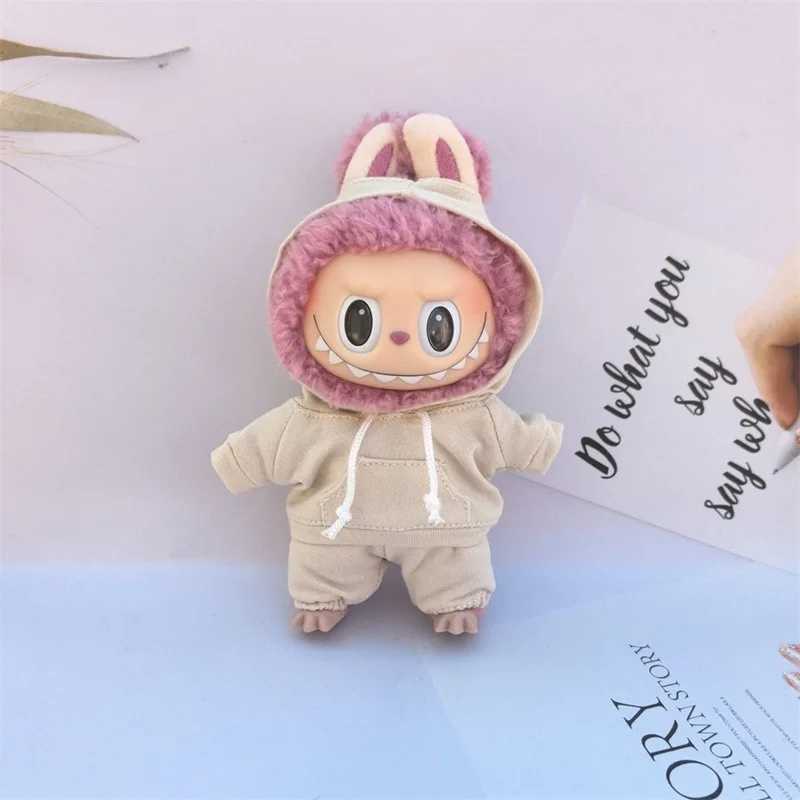 15cm/17cm Labubu Doll Clothes Sitting Party 1st 2nd Generation Outfit White Black Pink Yellow Blue Green Hoodie DIY Gifts W250521