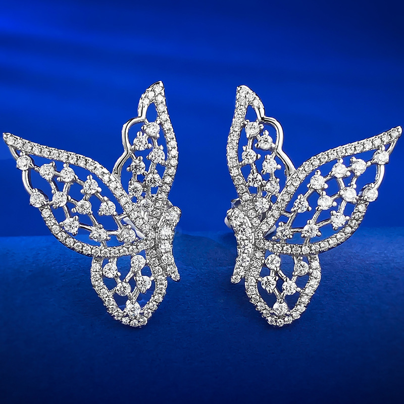 S925 Sterling Silver Hollow Butterfly Earrings for Women, Simple and Stylish Design