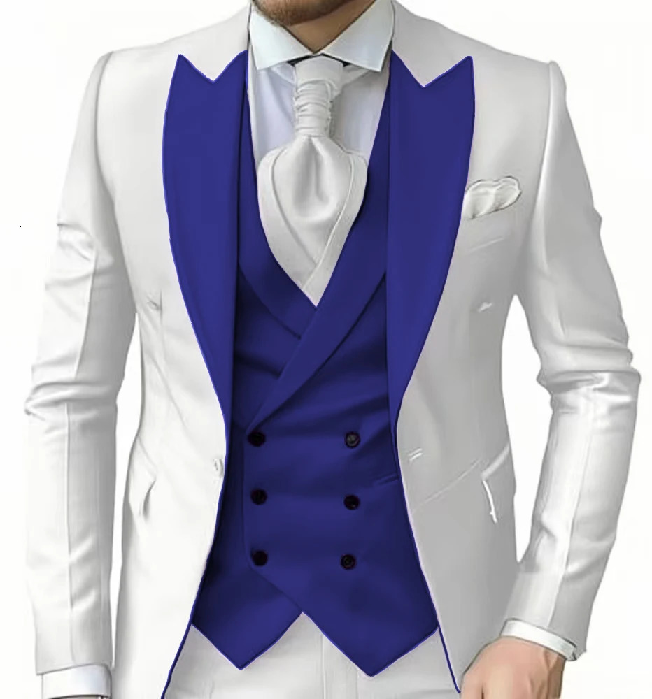 mens suit with peak lapel for wedding Elegant man suit Customized on demand 3 pieces Blazer Vest And Pants set Graduation party 250516
