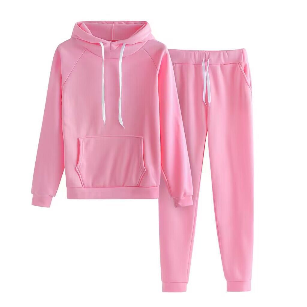 X1255 Large size long-sleeved hooded sweatshirt suit for men and women, women's casual loose two-piece suit