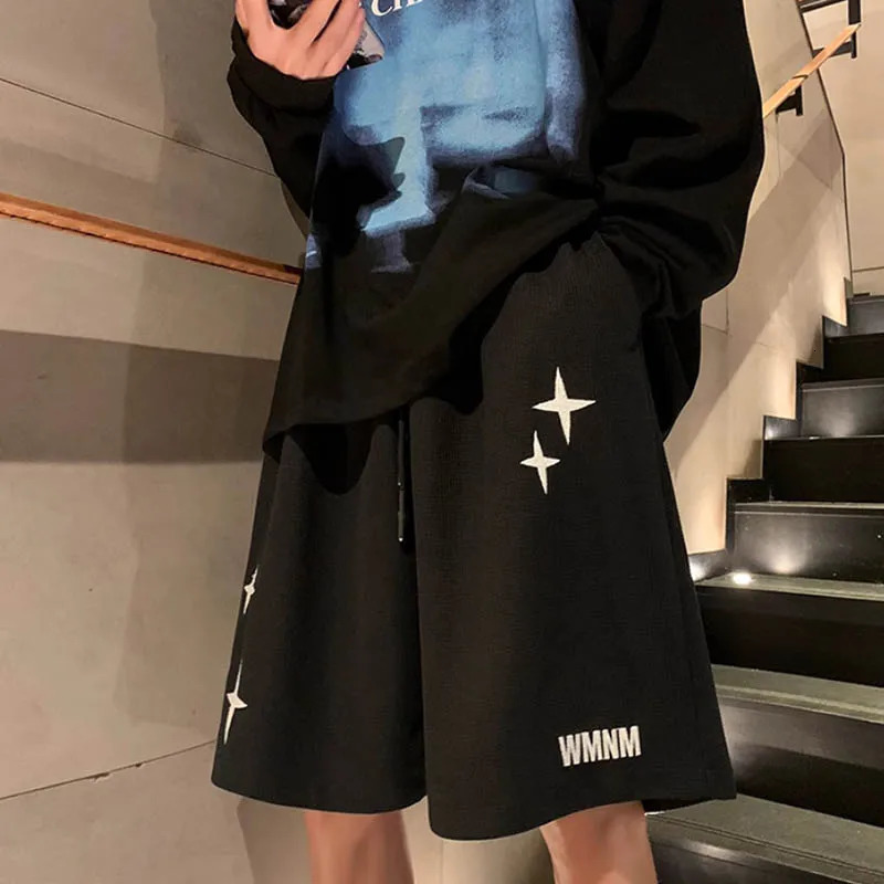 Four star shorts mens summer loose wide leg casual sports trend all simple five quarter pants 250519