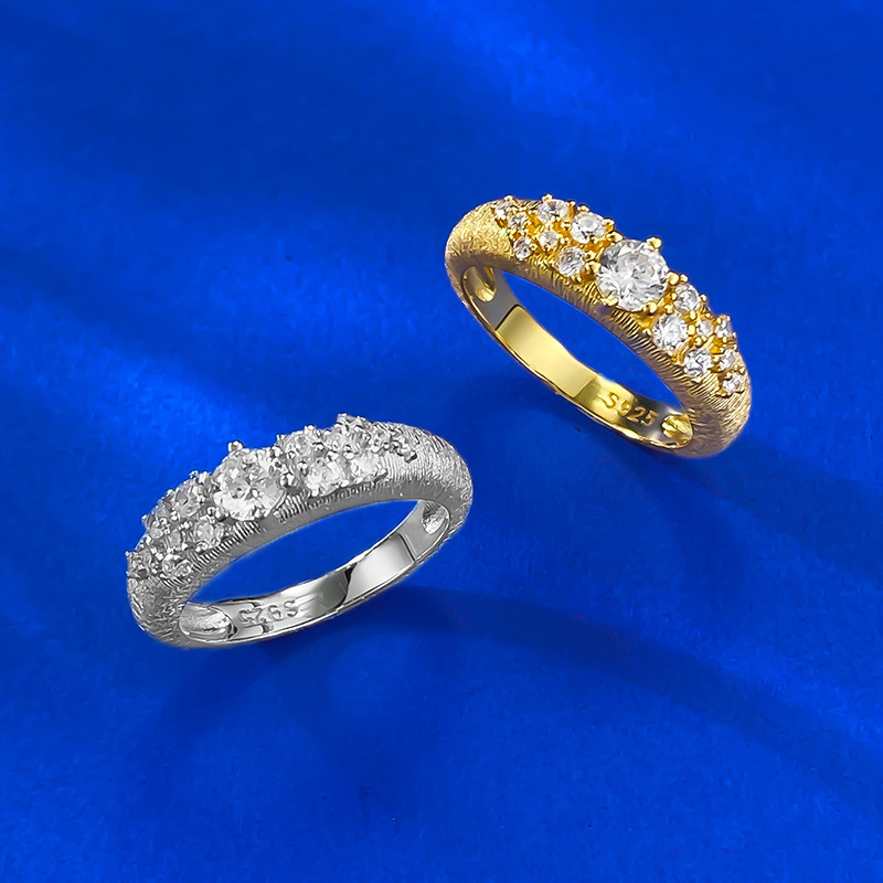 S925 Sterling Silver Gold Plated Starry Sky Ring, Elegant Luxury, Minimalist, Unique, High-end, for Special Occasions.