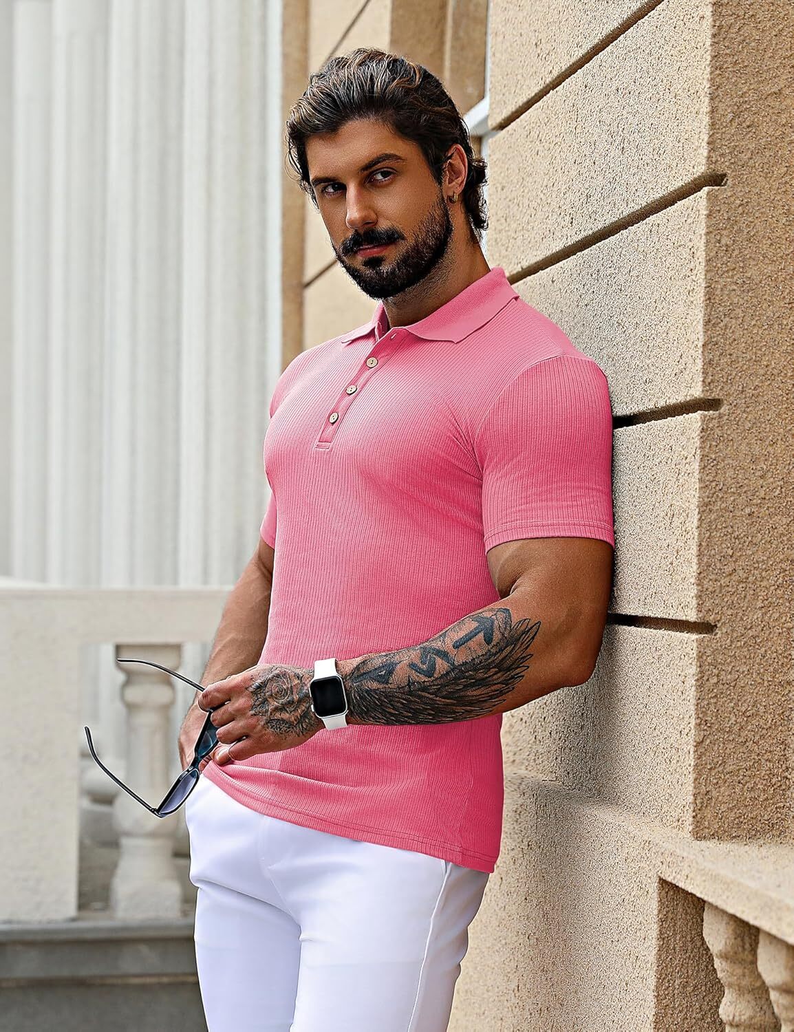 Mens Polo shirt Men's Muscle T Shirts Stretch Short Sleeve Workout Tee Casual Slim Fit tshirt Casual tops summer clothes