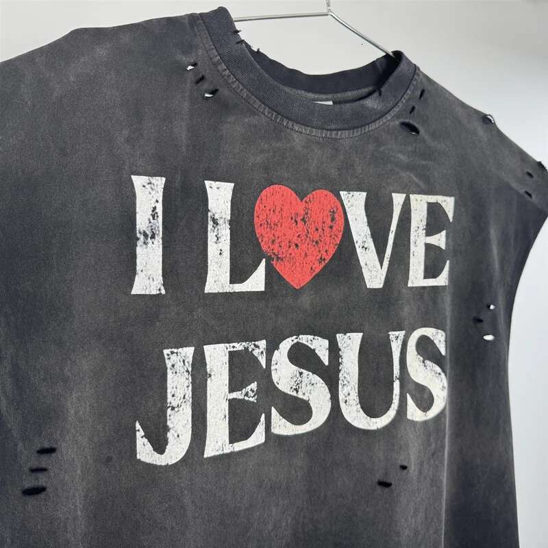 Frog Drift Fashion American Style Streetwear Vintage Hole Tops Summer 100%Cotton Loose Oversize Shirt Casual Vest For Men
