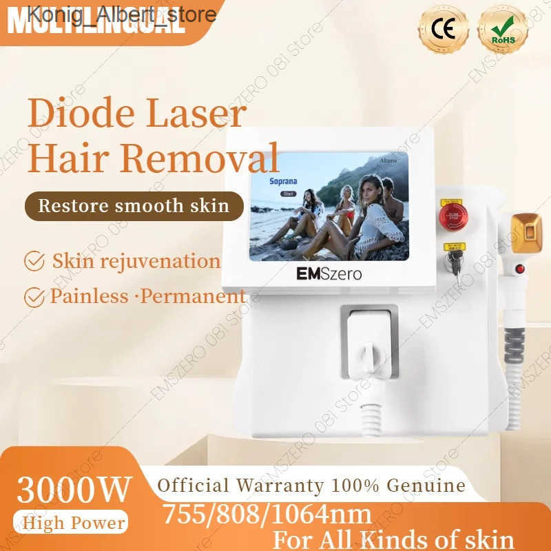 808 Alexandrite Hair Removal Laser Diode Machine 3000W Ice Platinum Body Face Underarm Cooling Head Permanent Painless Epilator z25021ATTL