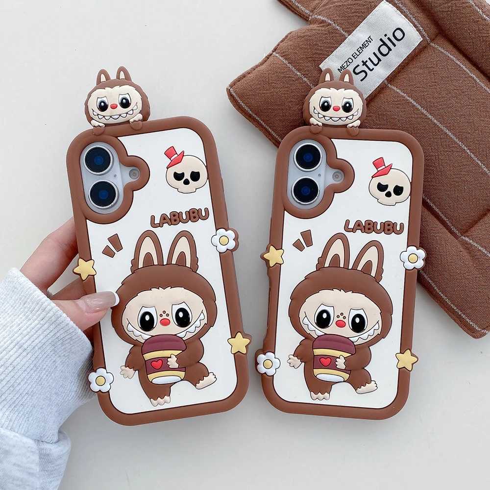 Funny Cartoon Labubu Monsters Toy Case For iPhone 13 14 15 Plus 16 Pro Max Soft Silicone Cover Z250521