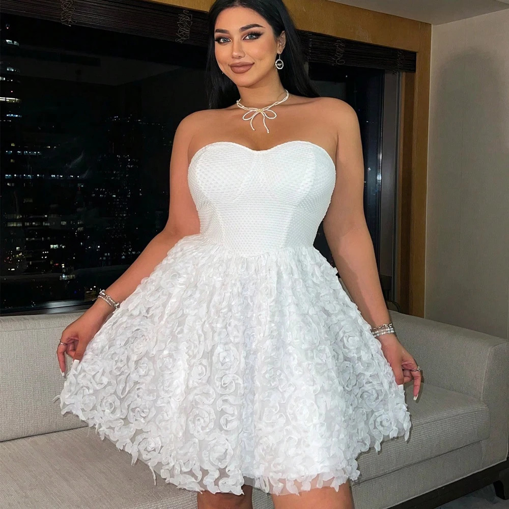 Plus Size Summer Models Elegant Three-Dimensional Flowers Net Yarn Patchwork Corset Dress Polyester Material 250520