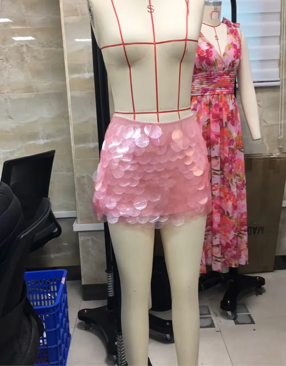 Womens Y2K Chic Glitter Sequined Layered Mermaid Short Mini Skirts Side Zipper High Waist Bodycon A-line Skirts 250520