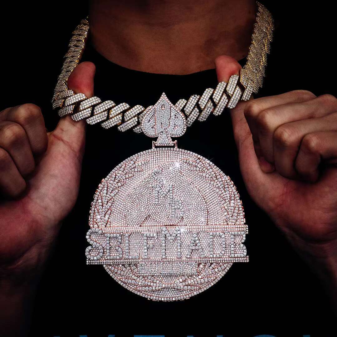 Fine Jewelry Custom Pendant Hip Hop 925 Silver Vvs Moissanite Pendant Iced Out Name Hand Carved with Rose Gold Plating Pendant