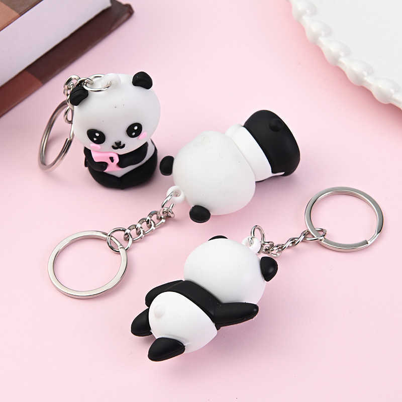 Cute national treasure panda cartoon keychain playful panda bag pendant push pendant small gift