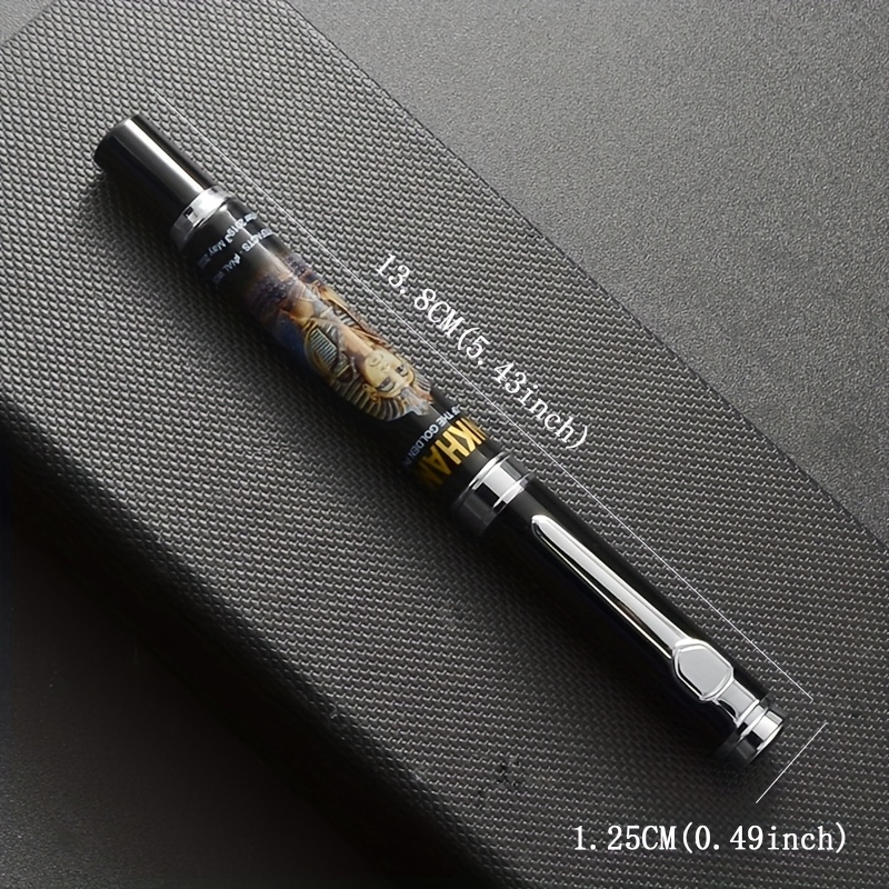 1pc Egyptian Sphinx Rolling Roller Ball Pen 0.7mm Blue Spiral Ink Filled Smooth Writing Office Pen Copper Cap and Ceramic Pen Holder Ballpoint Pen