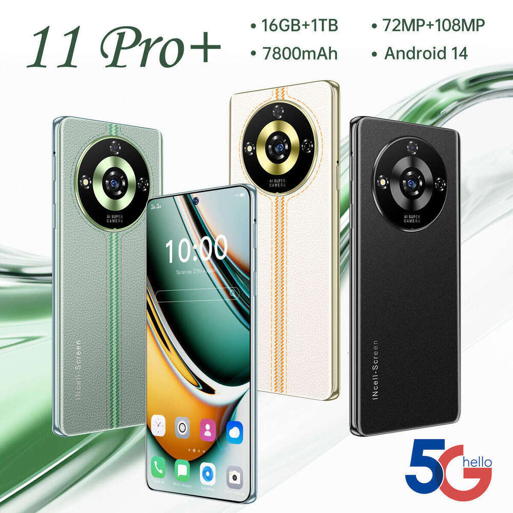 11 Pro+ Handphone Android 5G cell phones unlock 512GB 1TB 2TB Dual SIM Phone High definition Camera Android 14.0 Mobile Fingerprint Face ID