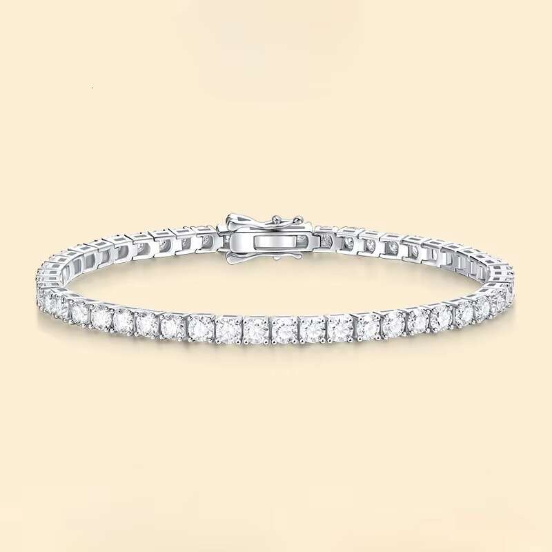 30-Point Moissanite Bracelet with Hip Hop Style Rhodium Silver 925 Tennis Chain Christmas Bracelet Wholesale