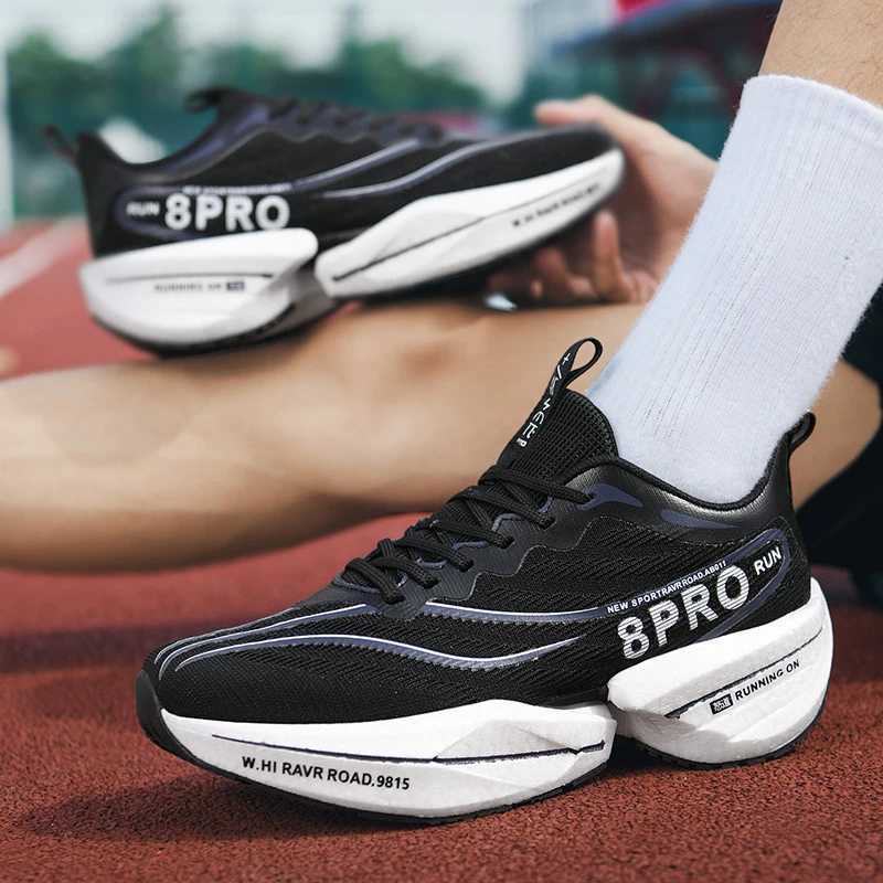 Mens Full Carbon Plate Running Shoes Women Lightweight Breathable Mesh Marathon Training Gym Workouts Anti Slip Men Sneakers W250521