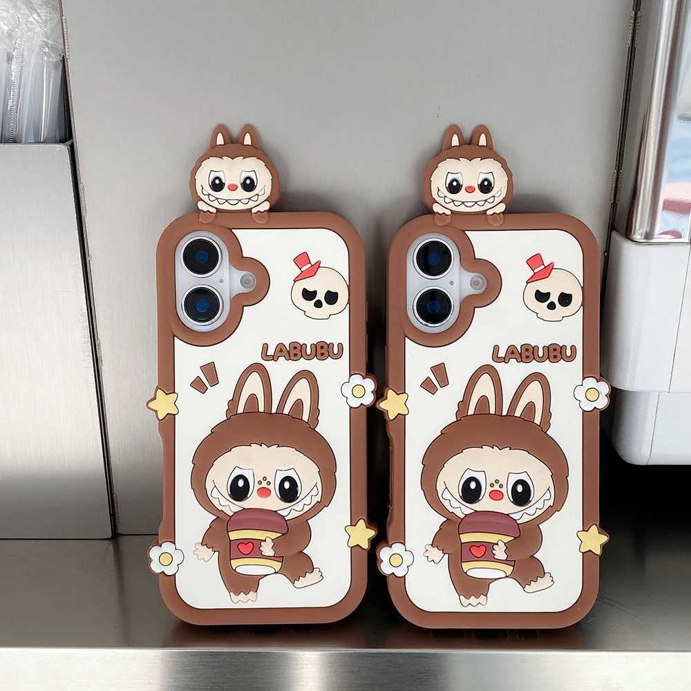 Funny Cartoon Labubu Monsters Toy Case For iPhone 13 14 15 Plus 16 Pro Max Soft Silicone Cover Z250521