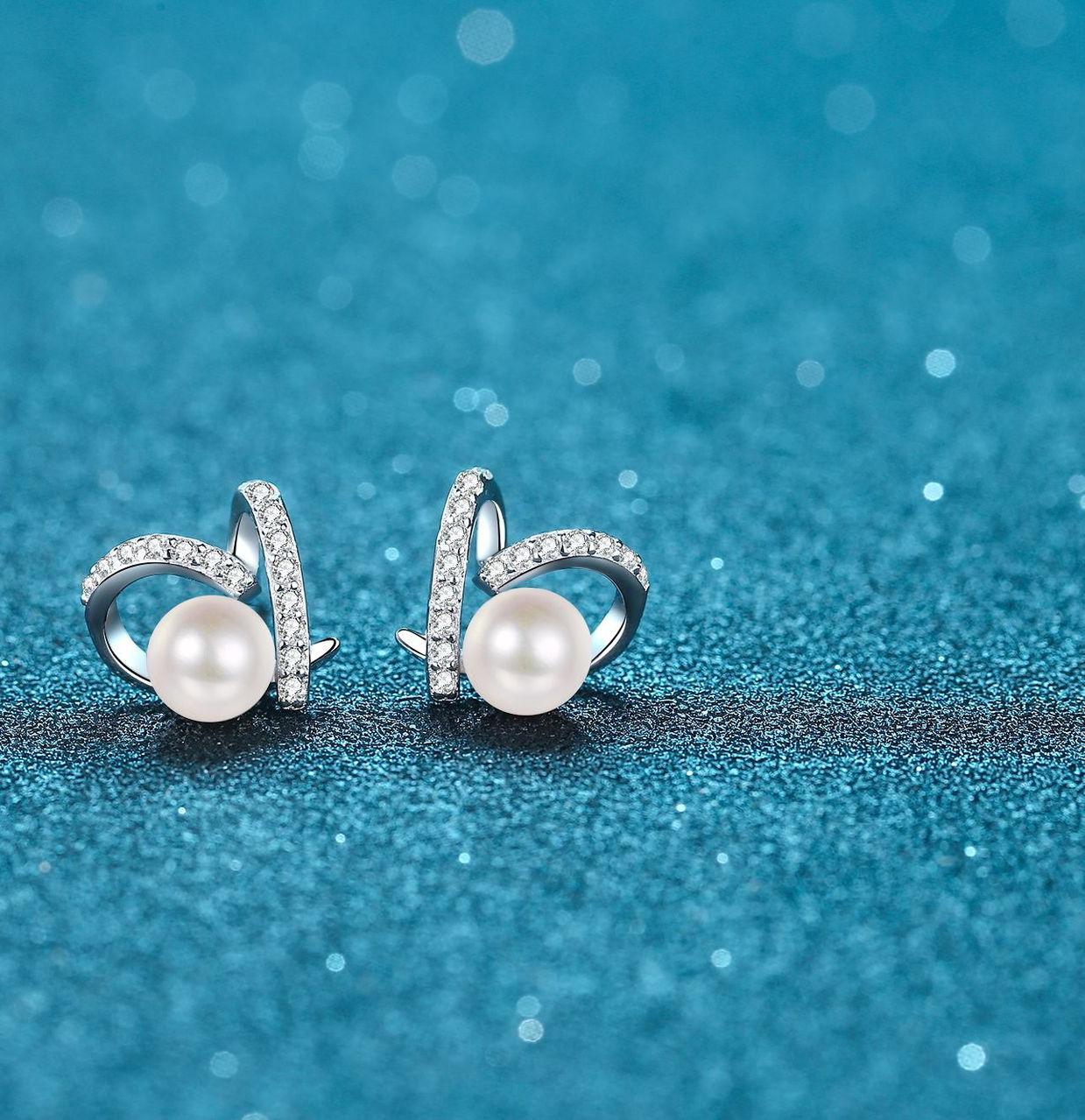 Hypoallergenic Sterling Silver Studs Enhanced by Radiant Moissanite Gemstones and Soft-Hued Freshwater Pearls