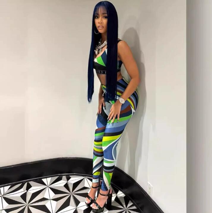 pucci bathing suit Fashion Designer Tracksuit Two Piece Set Women Sleeveless Sexy Tank Top And Slim High Waist Pants Sports Yoga Suit Outfits designer bikini 3eb