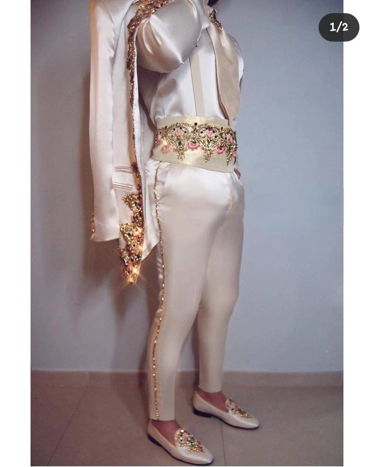 Men Suit Two Piece JacketPantsBelt Italian Stand Collar Slim Fit Wedding Suit for Men Custom Made Embroidery Suit 250517