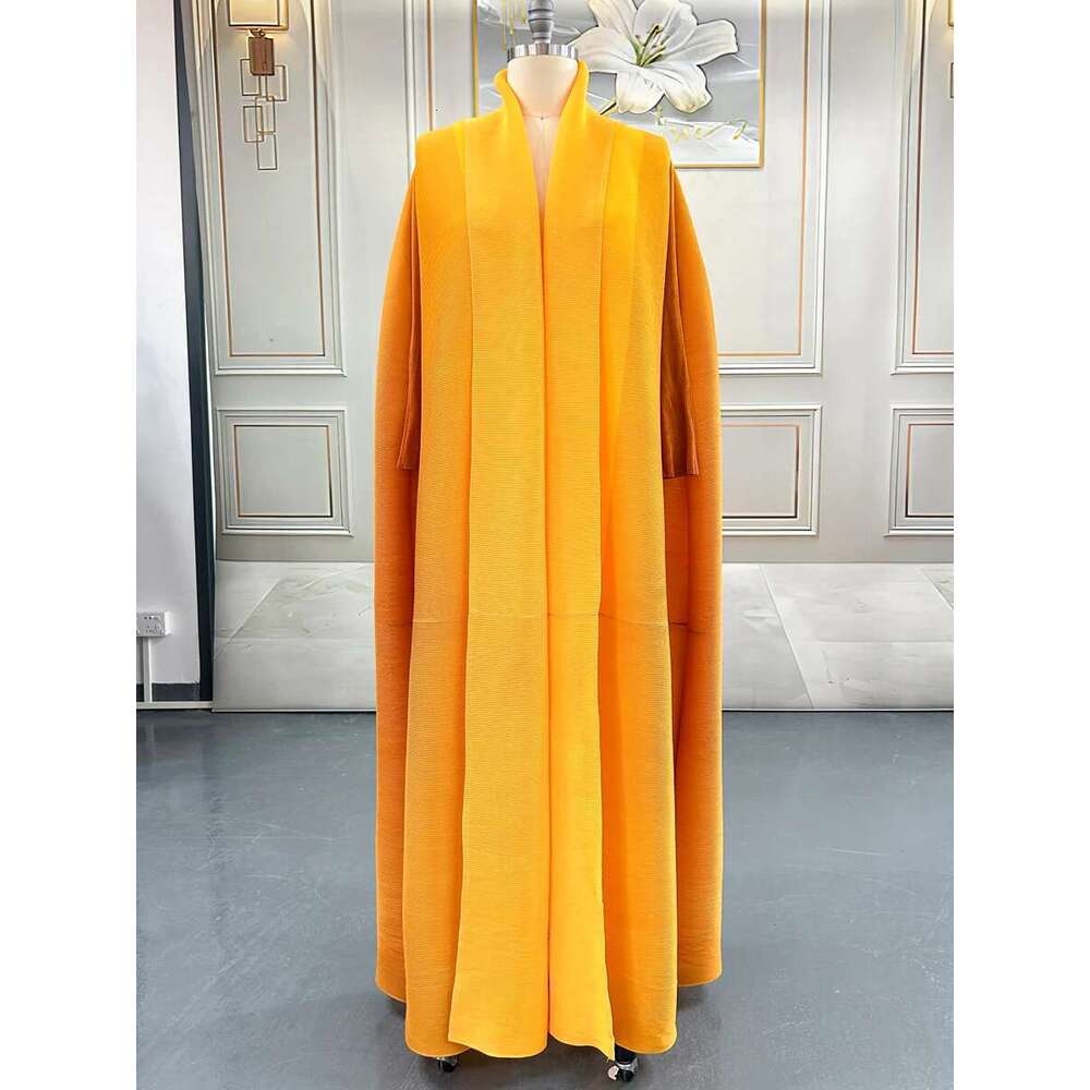 Dubai Prom Thin Long Coat For Women Elegant Casual Evening Party Pleated Chiffon Robe Plus Size Female Fashion