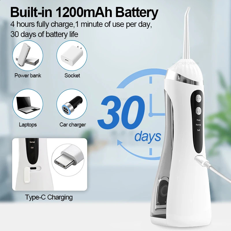 Oral Irrigator Dental Water Flosser for Teeth Electric Dental Irrigator Rechargeable Dental Water Jet Floss for Teeth Cleaning 250520