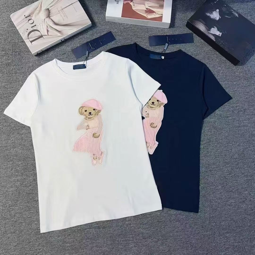 Explosions ladies new short-sleeved bear Joker fashion print 2025 commuter T-shirt ins