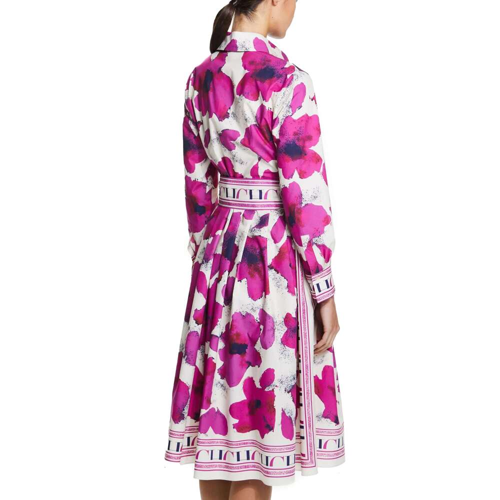 CHCH Women Vintage Print Maxi Dress Elegant Long Sleeves High Split Slim Dresses 2024 New Lady Vocation Vestidos