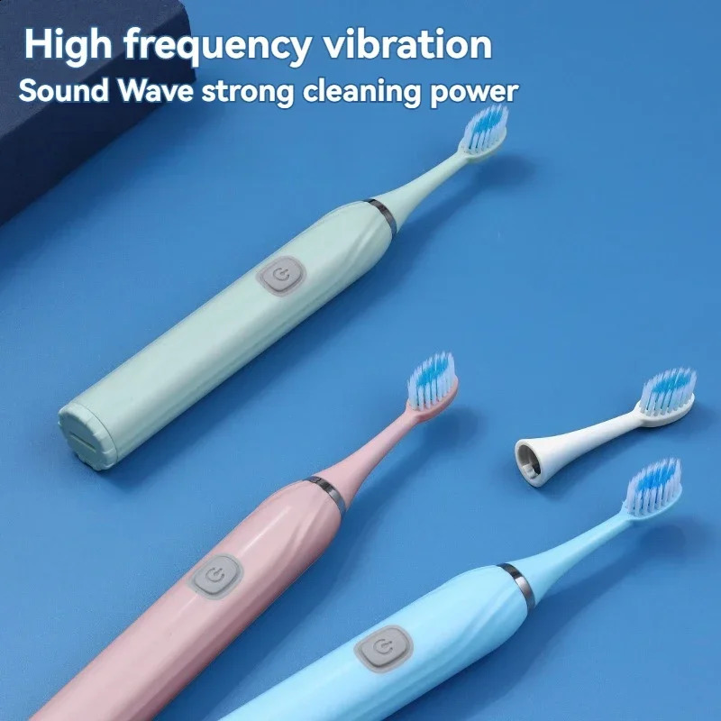 Adult Sonic Electric Toothbrush DuPont Soft Bristles IPX7 Waterproof Ultrasonic Technology Large Button Vibration for Oral Care 250516