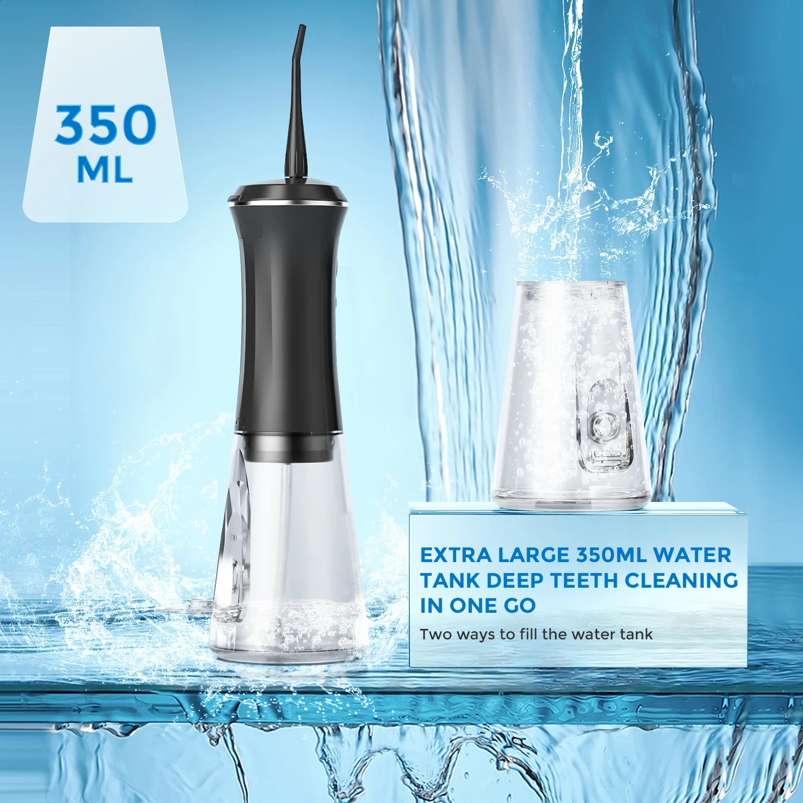 Sejoy Dental Water Flosser Portable Oral Irrigator USB Rechargeable 5 Modes 350ml Teeth Cleaner Toothbrush Oral Hygiene Clean 250520