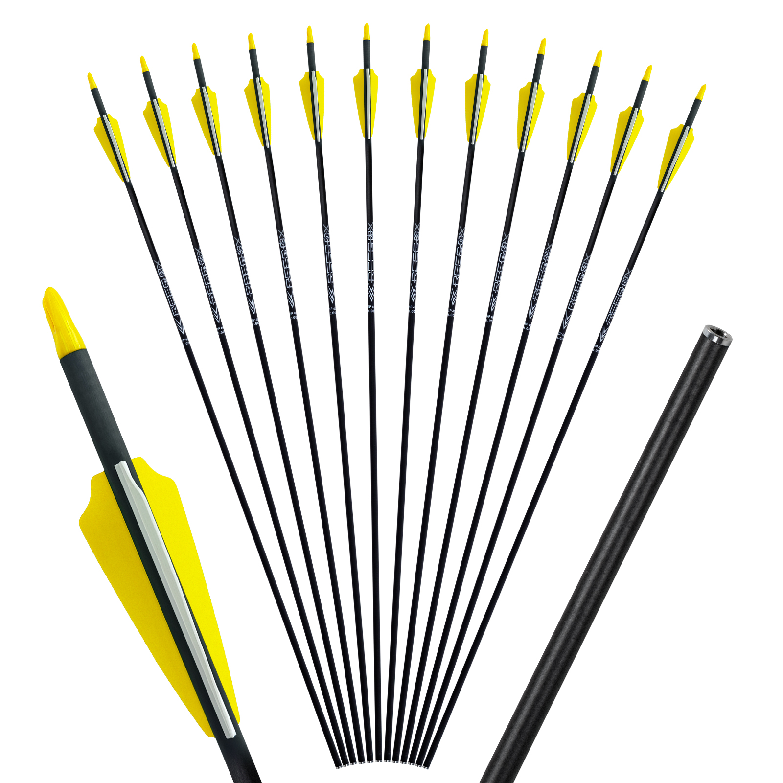 Spine250-600 Archery Targeting Arrows without Arrowheads 31inch Arrows 6.2mm Carbon Hunting Arrows Training Arrows for Recurve Bow & Compound Bow (12P