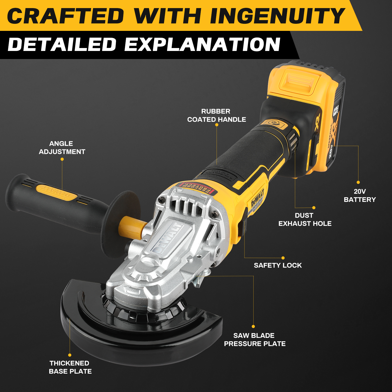 DeWalt DCG405FN Cordless Brushless Angled Grinder with Saw Blade Attachment - 20V MAX