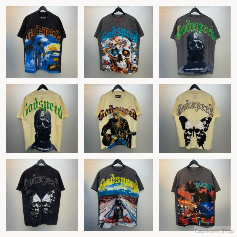 godspeed shirt designer t shirt High Quality Hip Hop Girl's Boy's polo Summer Fashion T-shirt Wash lettering Kid casual street wear