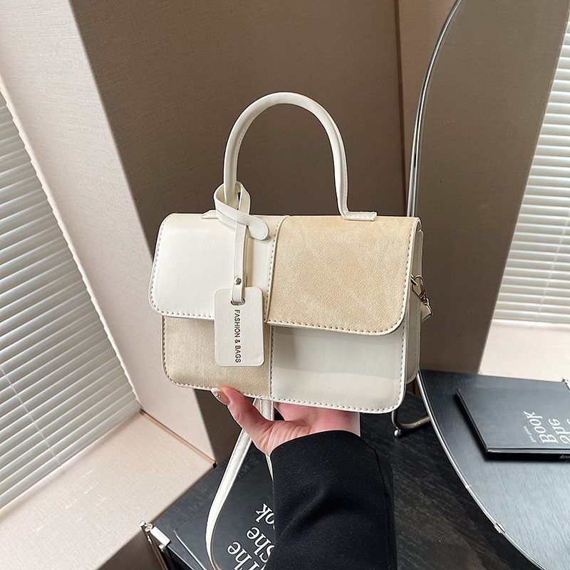 Free Delivery Designer Bag Splicing Texture Hand With Niche Design Crossbody French Small Square Stylish Versatile Shoulder Luxury Bag
