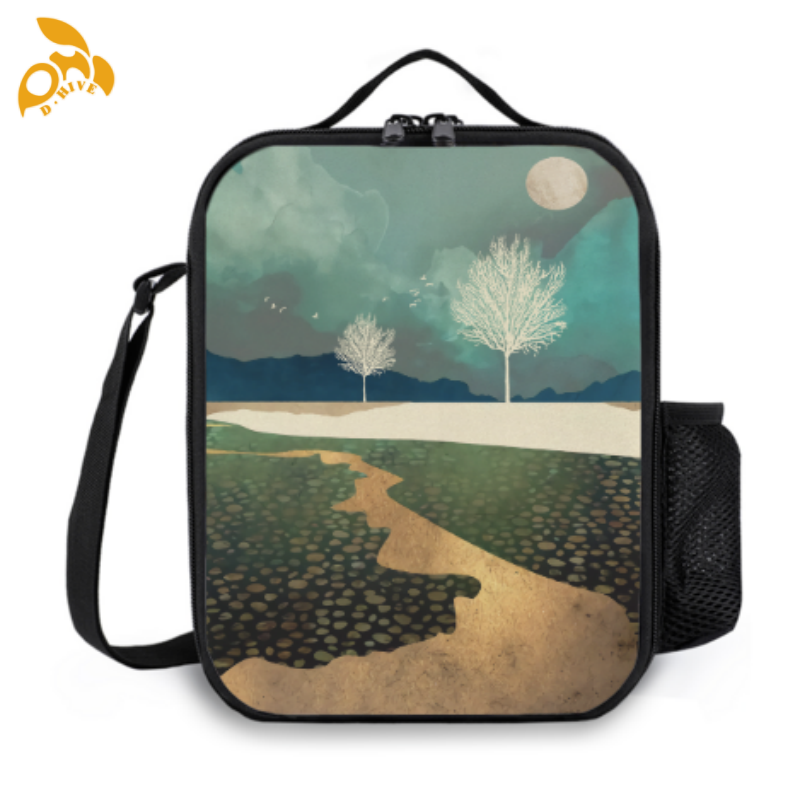 Free delivery.fashion designers customize round, beige and black semi-long, lightweight, simple and square portable insulated meal bags