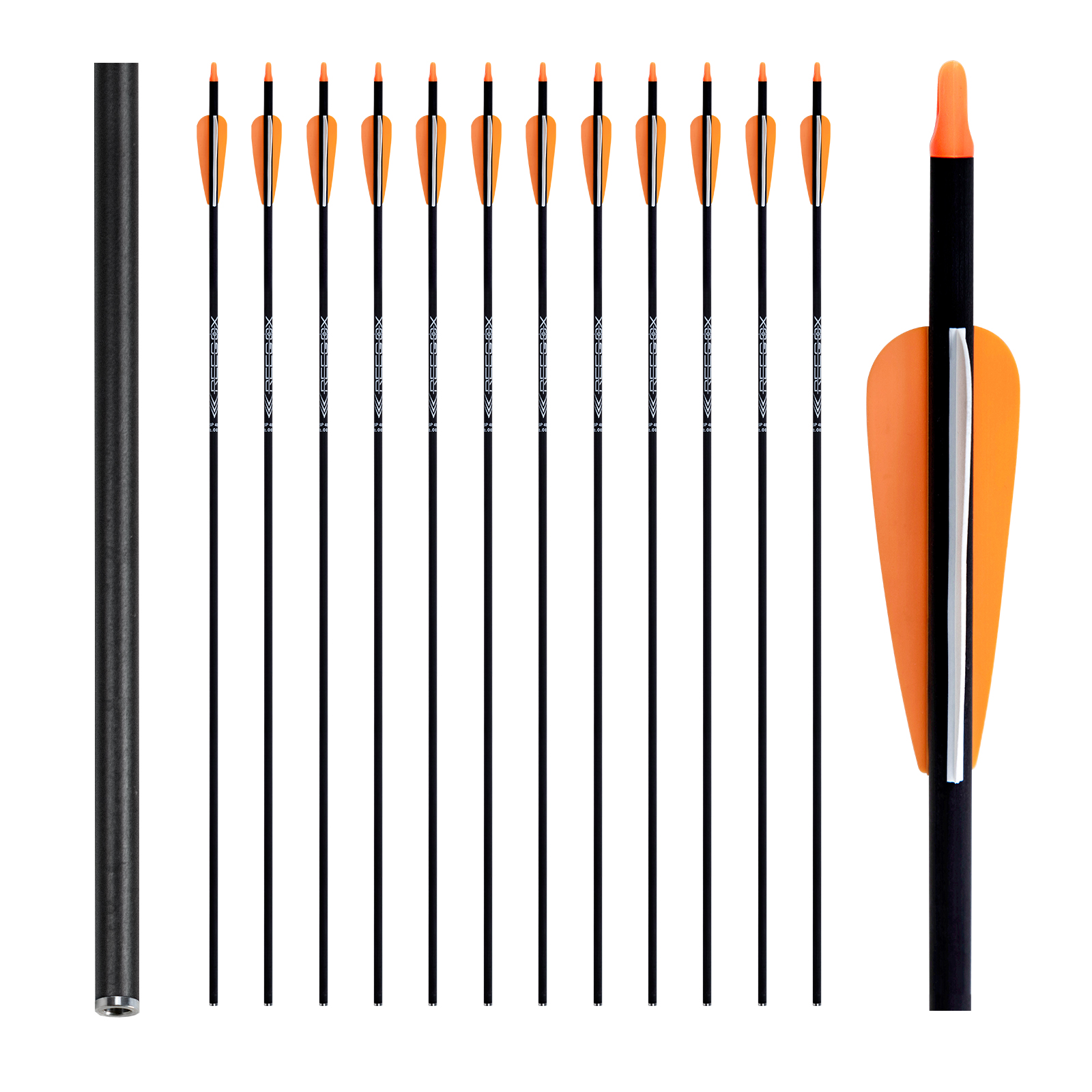 Arrows Without Arrowheads 31inch Archery Targeting Arrows Spine250-600 Arrows 6.2mm Carbon Hunting Arrows Practice Arrows for Recurve Bow and Compound