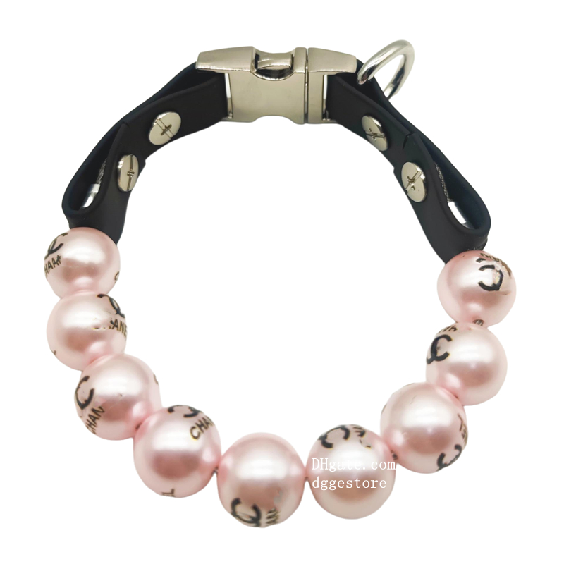 free shippingDogs Collar Cat Pearl Collars, Cute Fashion Pet PU Leather Collars Necklace for Small Dog Pets Wedding Party Luxurious Birthday Gift Whit