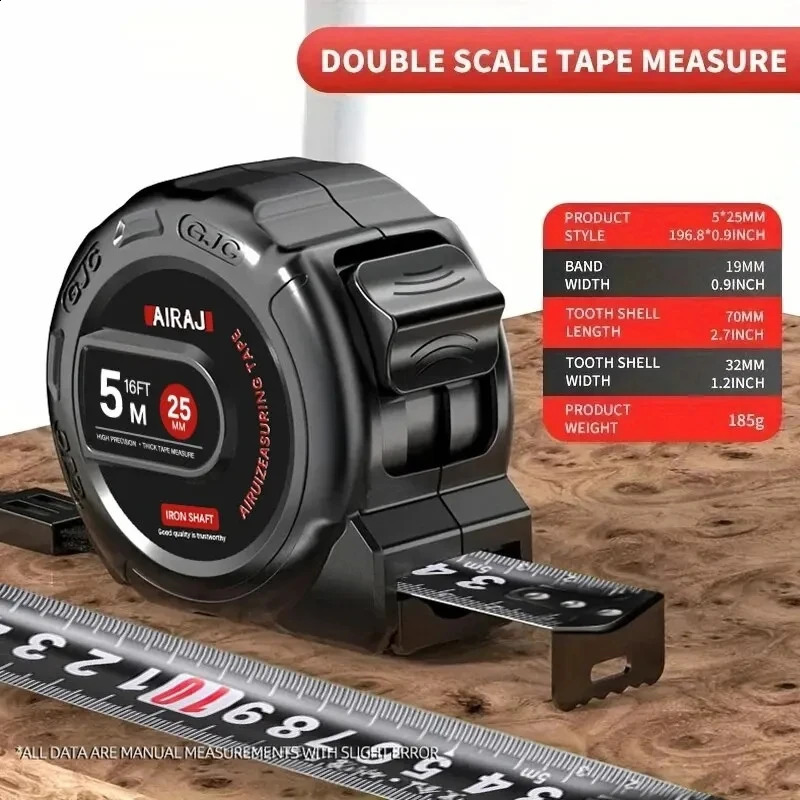 AIRAJ 7.5/5/3M Tape Measure High Carbon Steel Thickened Frosted Anti Drop Shell High-Precision Portable Manual Measuring Tool 250516