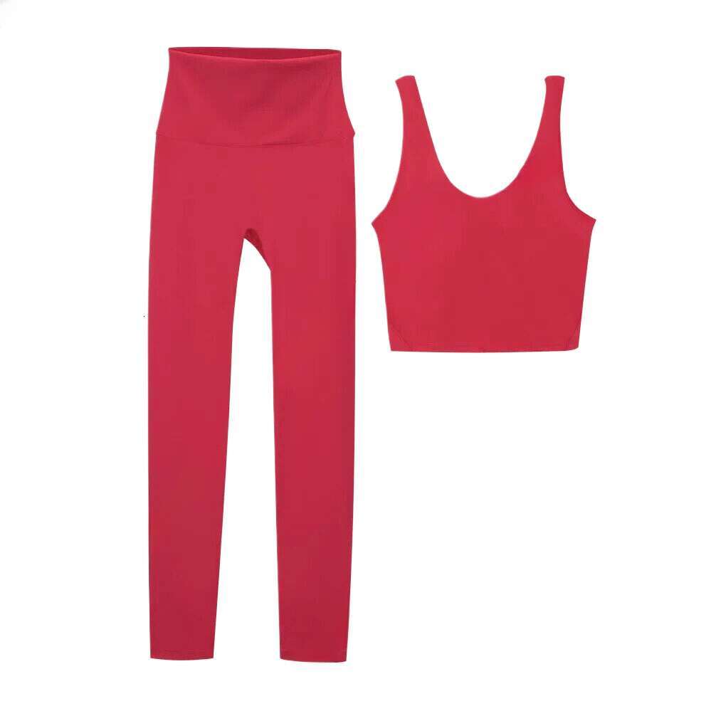 hot sale lycra womens leggings flared pants set designer yoga jacket summer ushaped ring chest pad sports bra for women gym sleeveless fiess yoga fash