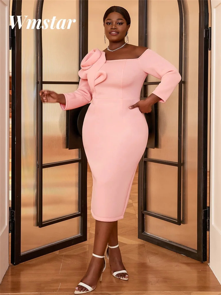 Wmstar Plus Size Women Dress Elegant Party High Waist Elagant Zipper Fashion Evening Dresses Wholesale Drop 250520
