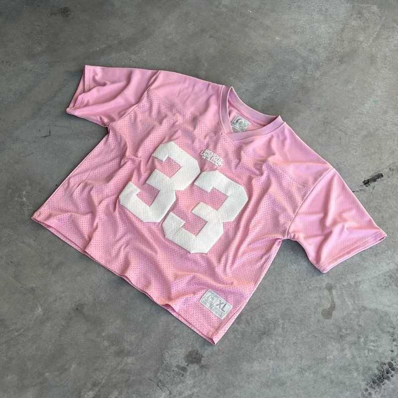 Y2K Retro Quick Dry Breathable Mesh T Shirt Men Women Street College Sports Wear Oversized Unisex Training Wear M250521