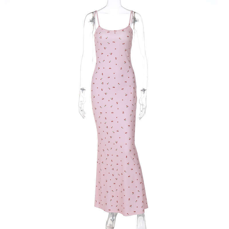 New Fresh And Sweet Style Camisole Slim Fit Bag Buttocks Long Floral Dress For Women B5