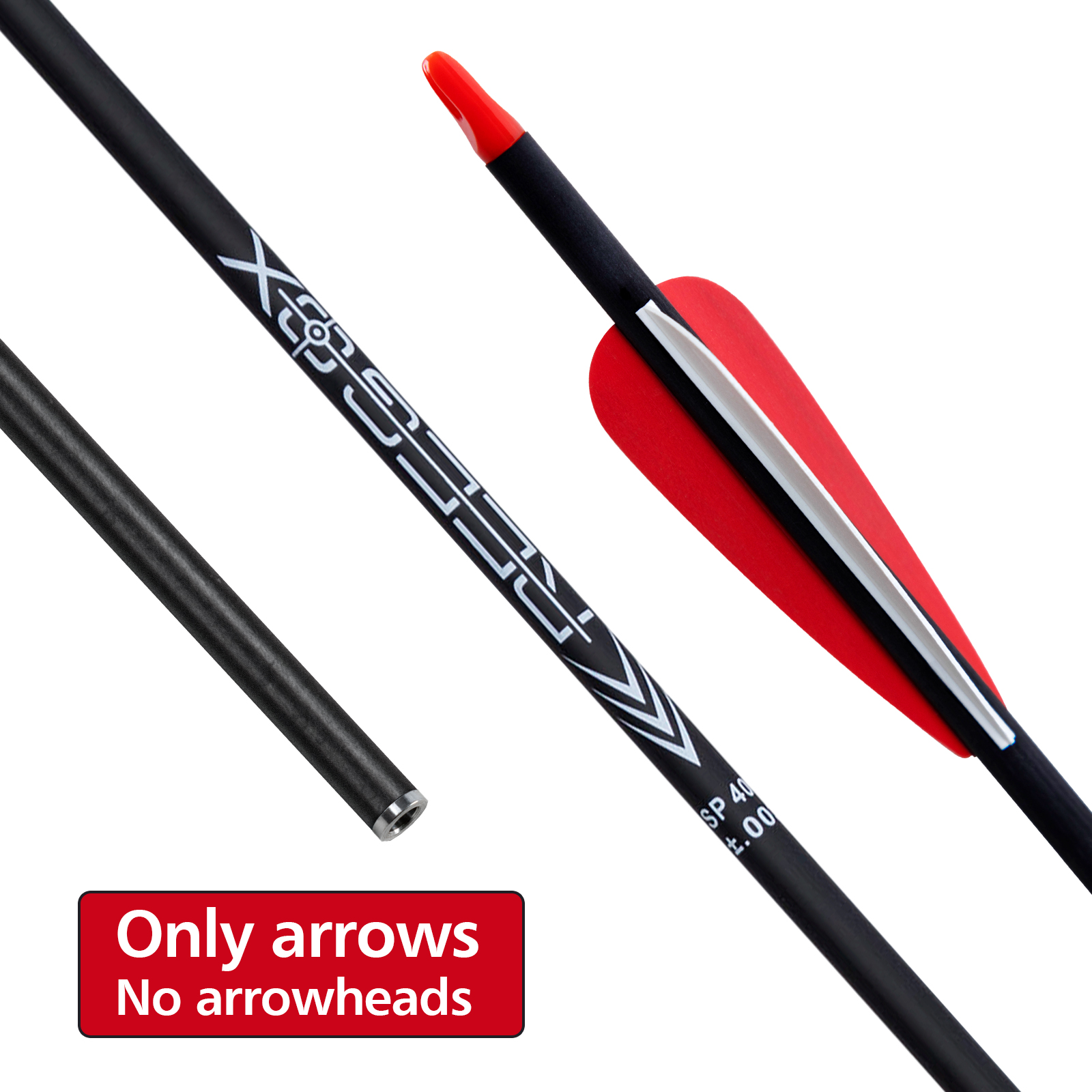 Arrows Without Arrowheads Spine250-600 Archery Targeting Arrows 6.2mm 31inch Carbon Hunting Arrows Practice Arrows for Recurve Bow and Compound Bow (P