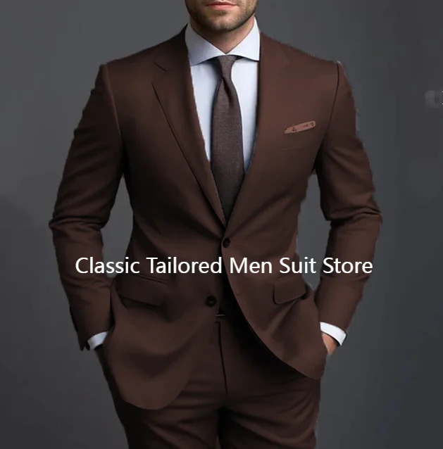 Grey Men Suits Formal Business Notched Lapel Groom Wedding Suits For Men 2 Pieces Slim Fit Tuxedos Blazer Pants Trajes De Hombre 250516