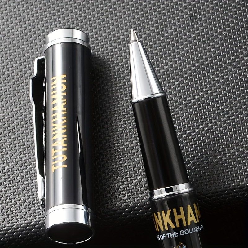 1pc Egyptian Sphinx Rolling Roller Ball Pen 0.7mm Blue Spiral Ink Filled Smooth Writing Office Pen Copper Cap and Ceramic Pen Holder Ballpoint Pen