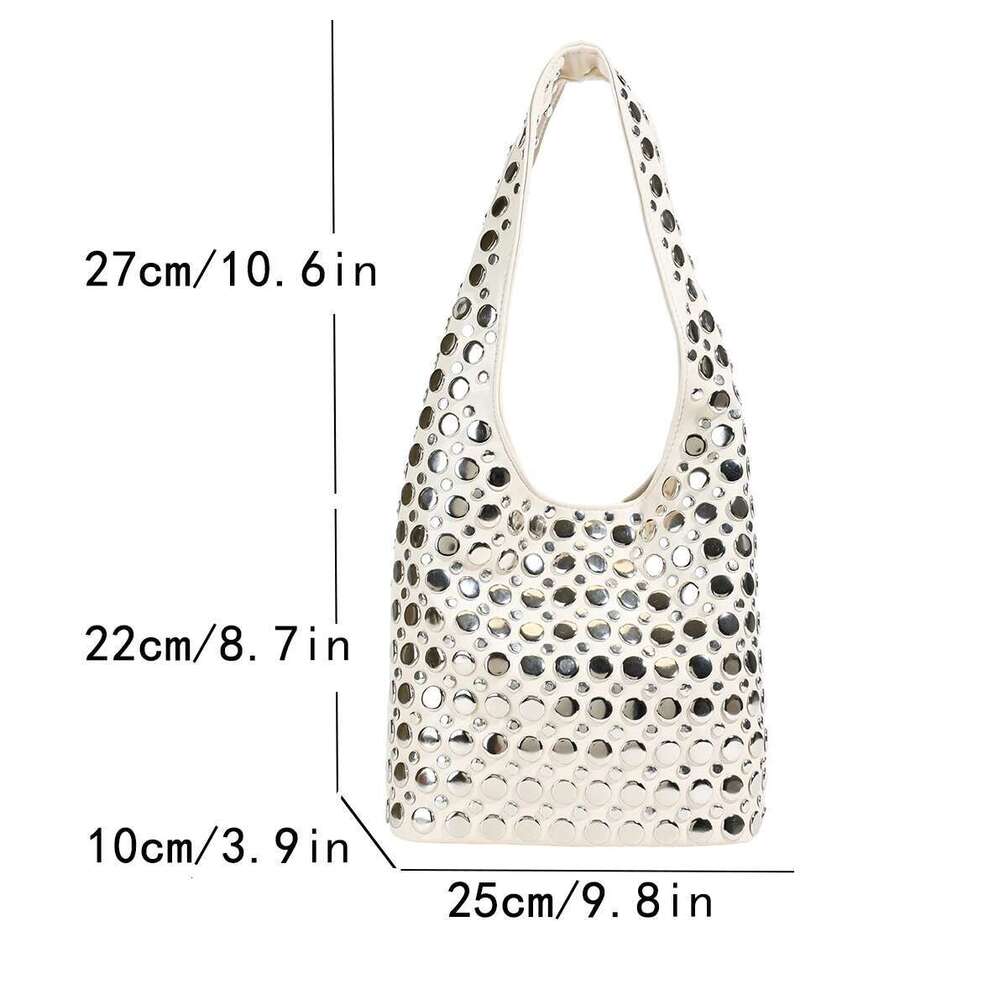 Designer Geometric Shoulder For Women Top Brand Handbag Shiny Rivet Handmade Evening Clutch Bag Fashion Party Purse