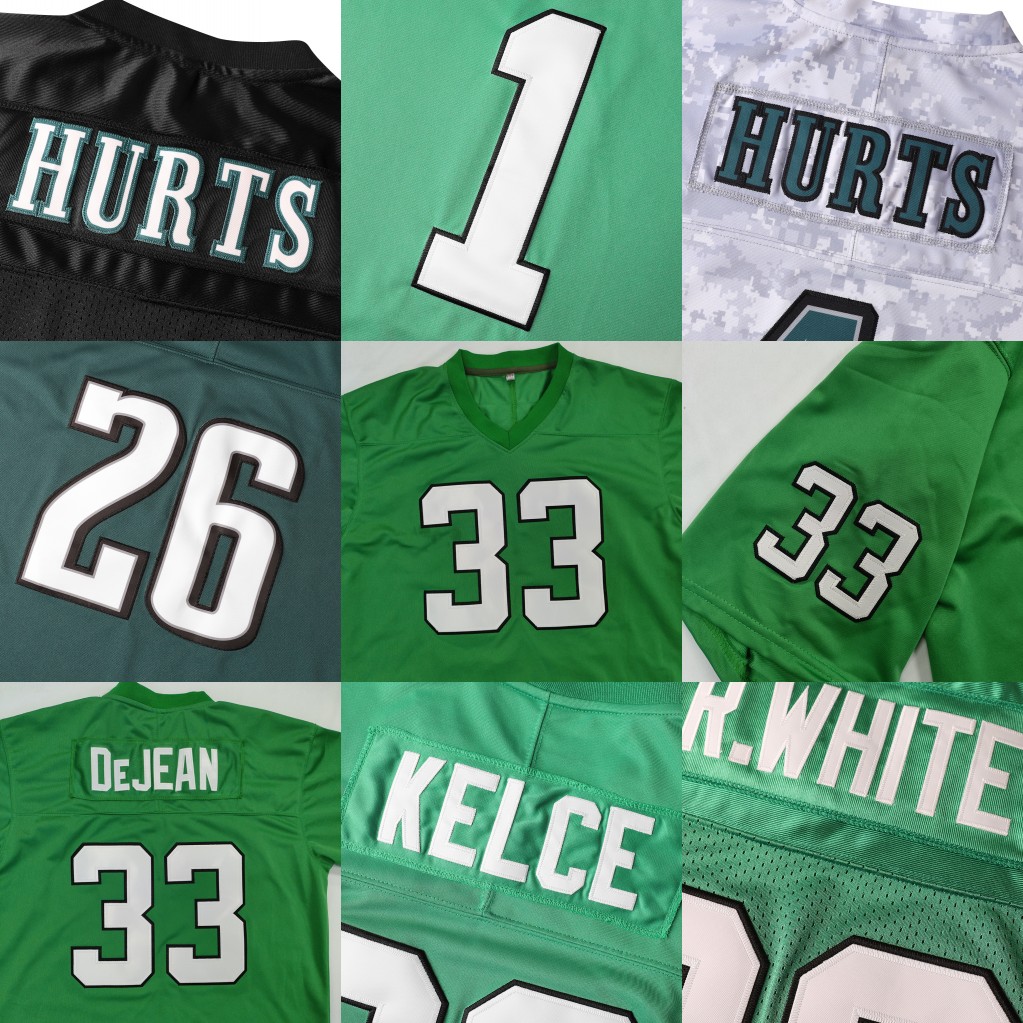 Jalen Hurts Football Jerseys Jason Kelce Brown Kelly Saquon Barkley Green R.White custom any name any number Jersey Stitched
