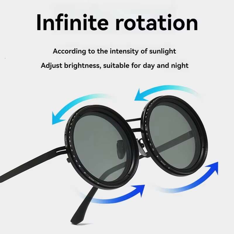 DHCollections Rounded Dimming Polarized Men ND Filter Adjustable Tint Sunglasses 2025
